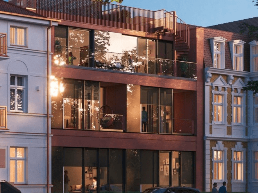 Apartments in Swinemünde, Abendansicht der Villa
