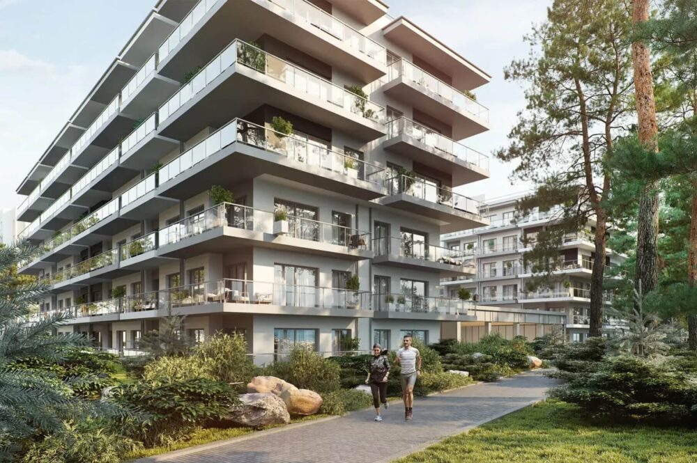 Neubau-Apartments in Mrzezyno an der polnischen Ostsee, Außenansicht der Anlage