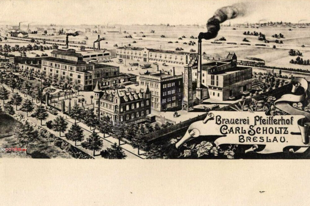Alte Industriegebäude des Brauereiareals in Breslau