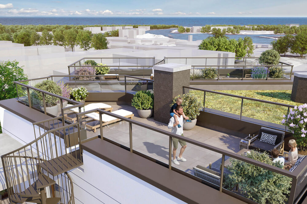 Dachterrasse einer Neubauwohnung in Kolberg an der Ostsee