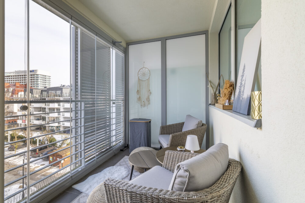 Verglaster Balkon der Wohnung in Swinemünde