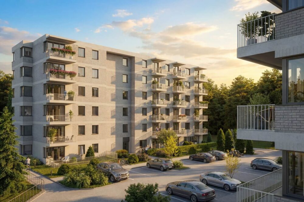 Wohnbereich einer Neubauwohnung in Breslau