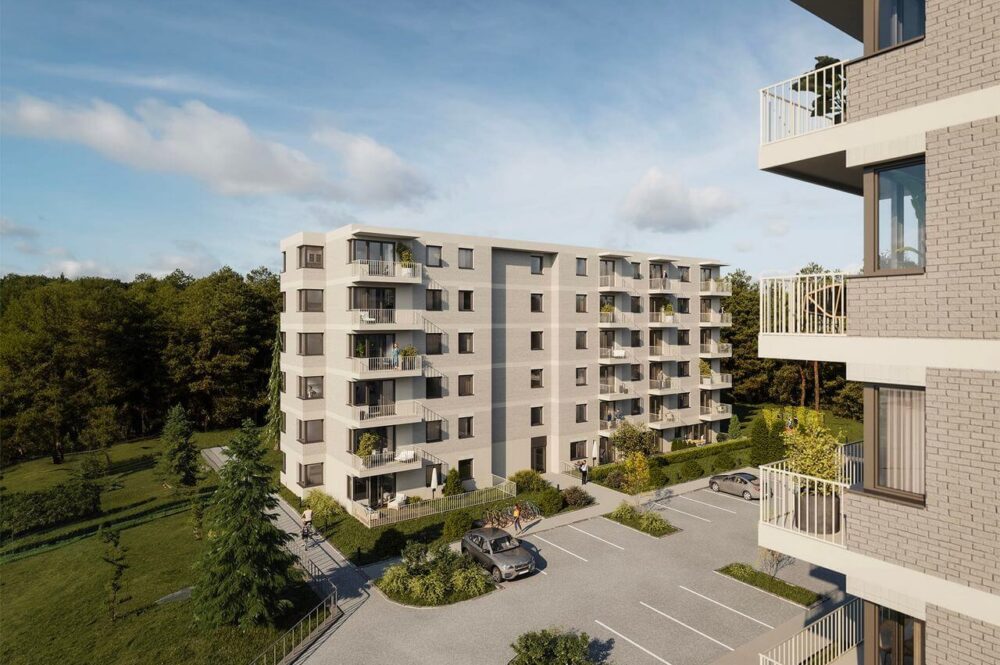 Terrasse einer Wohnung im Quartier in Breslau