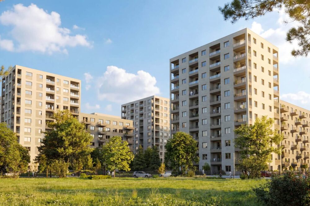 Gebäude des Neubauquartiers in Breslau