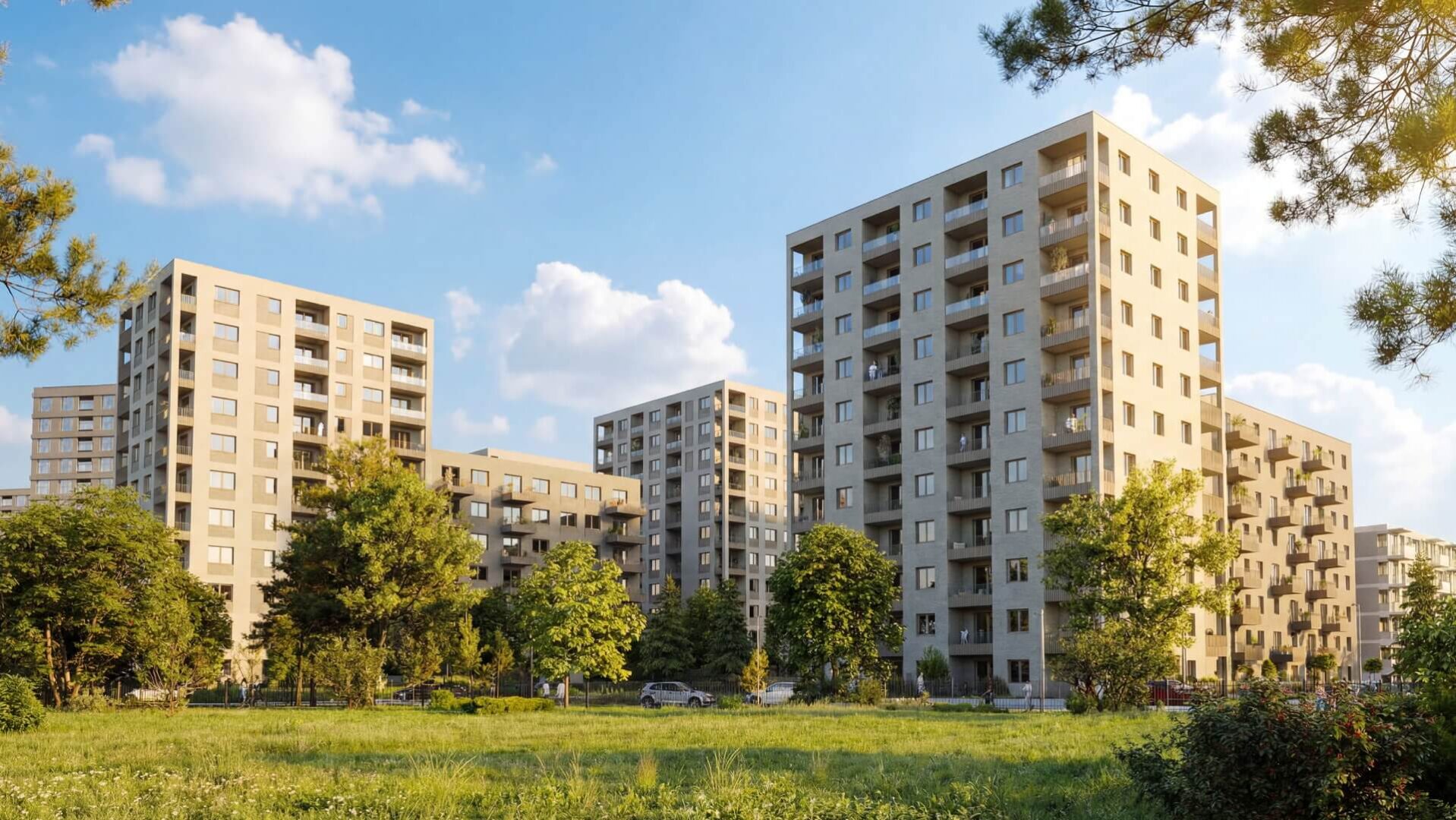 Gebäude des Neubauquartiers in Breslau
