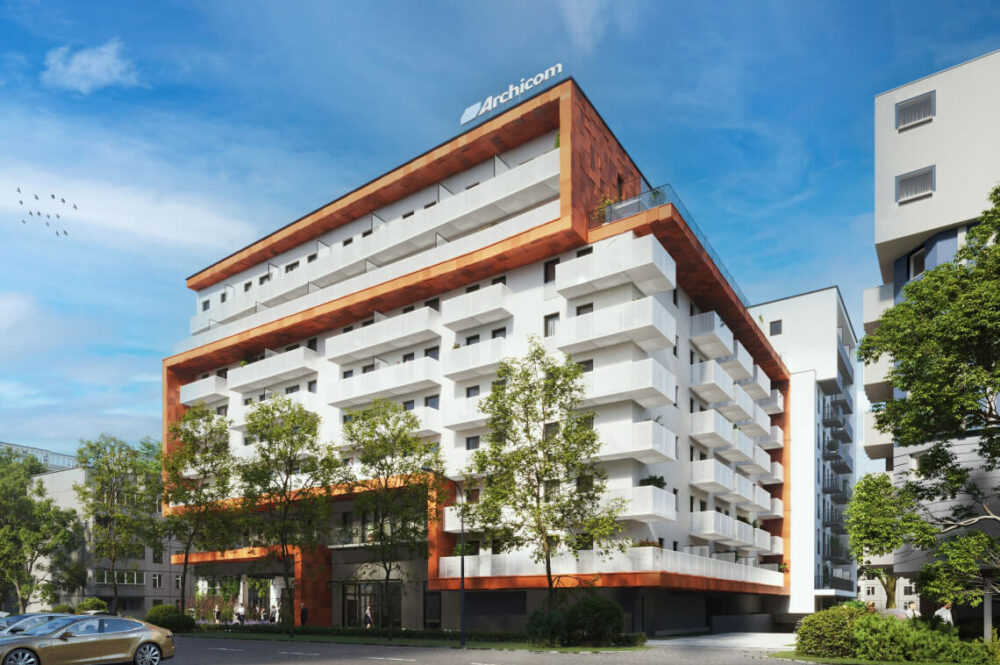Gebäudeansicht des Neubauprojekts in Breslau