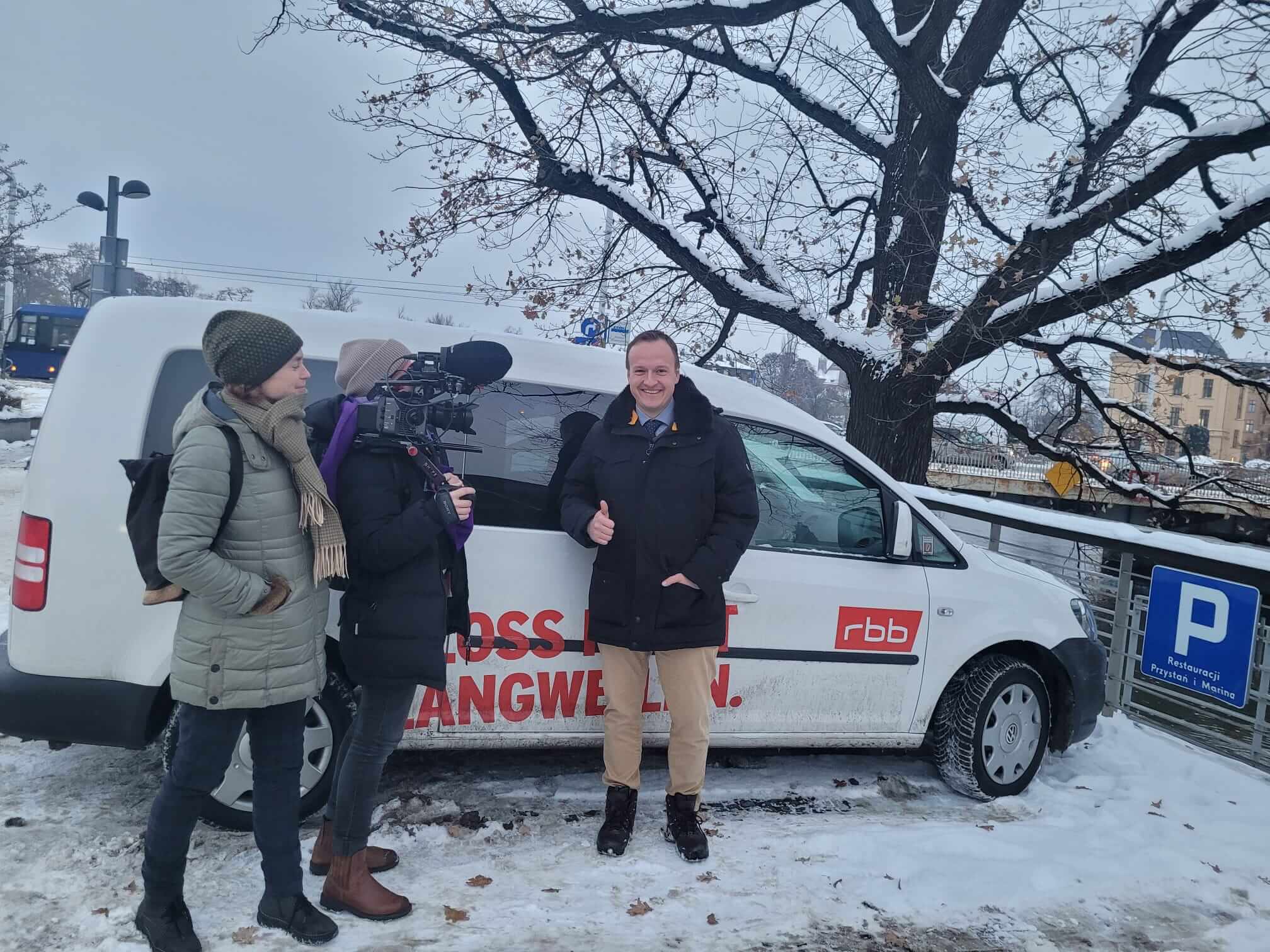 David Lis beim rbb-Dreh in Breslau