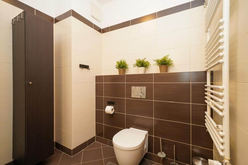 Badezimmer mit WC im Apartment Swinemünde