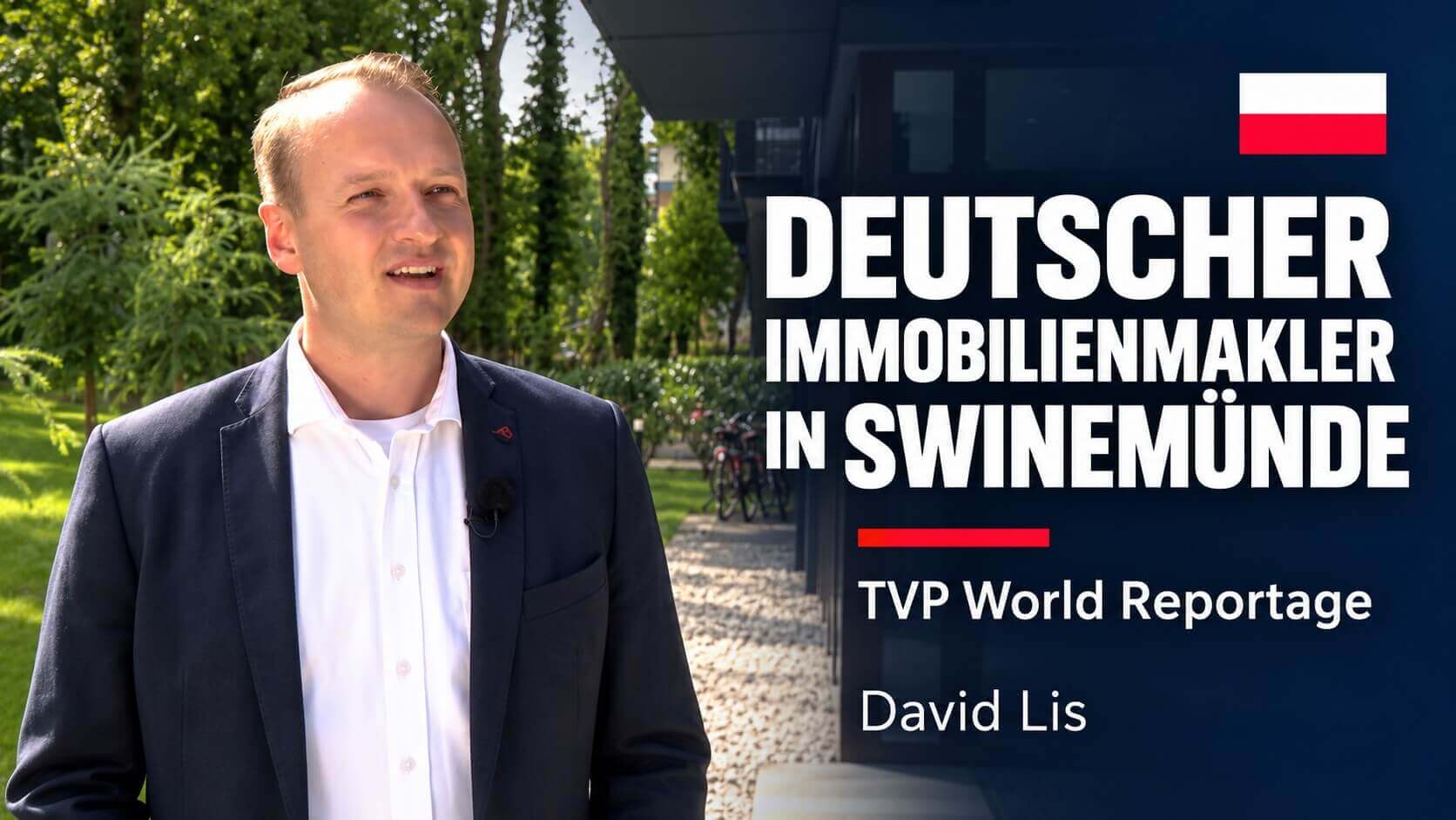 David Lis beim Dreh mit TVP World in Swinemünde