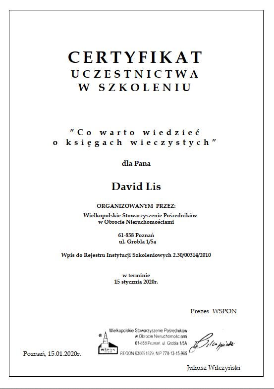 Fortbildungsnachweis Januar 2020 – David Lis