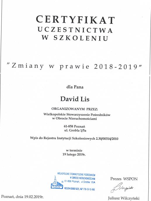 Fortbildungsnachweis Februar 2019 – David Lis