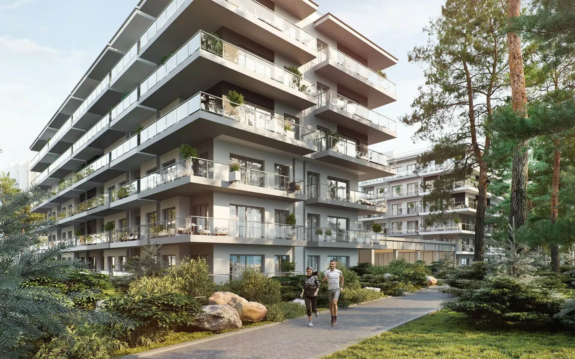 Neubau-Apartments in Mrzezyno an der polnischen Ostsee, Außenansicht der Anlage