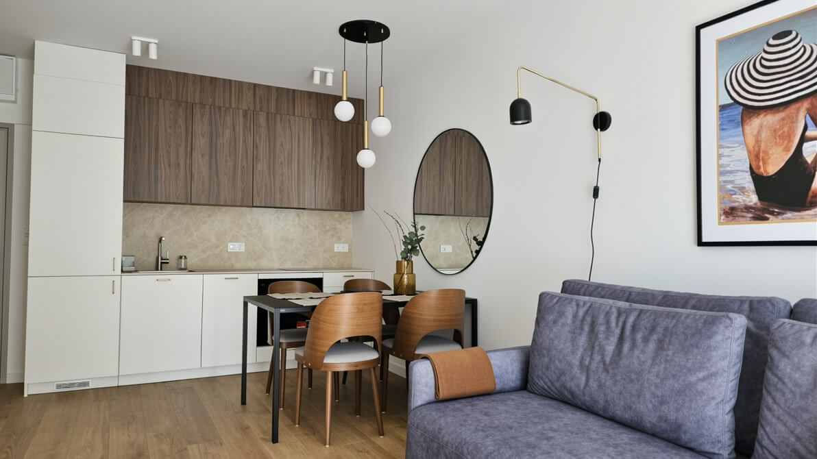 Wohn- und Küchenbereich einer Wohnung in Dziwnow