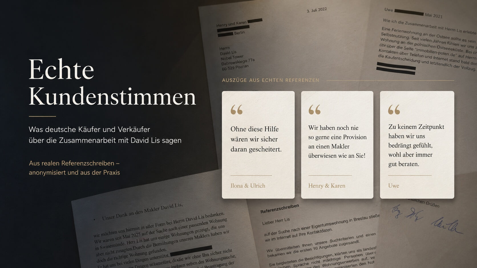 David Lis mit zufriedenen Kunden nach erfolgreichem Immobilienkauf in Polen
